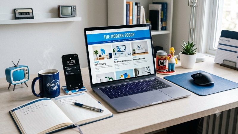 News Whatutalkingboutwillis lifestyle website displayed on a modern laptop with digital publishing workspace.